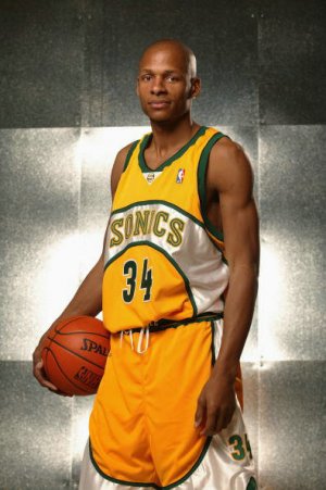 Maillot De Basket Seattle Supersonics Ray Allen 34 Eyed Tennis Fans Jaune